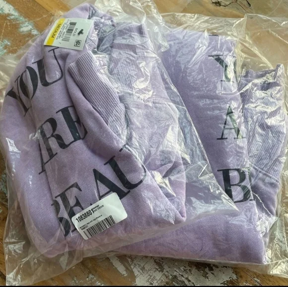 Ideology '"PS You Are Beautiful" Yoga Sweatshirt Size Avail M, L Purple - Picture 2 of 4